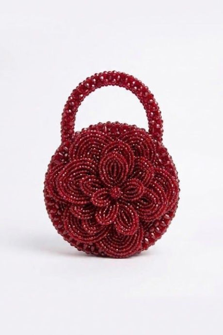 Ruby Rosette Beaded Bag