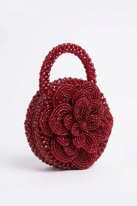 Ruby Rosette Beaded Bag