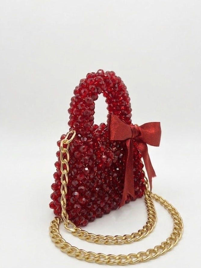 Scarlet Bow Beaded Bag