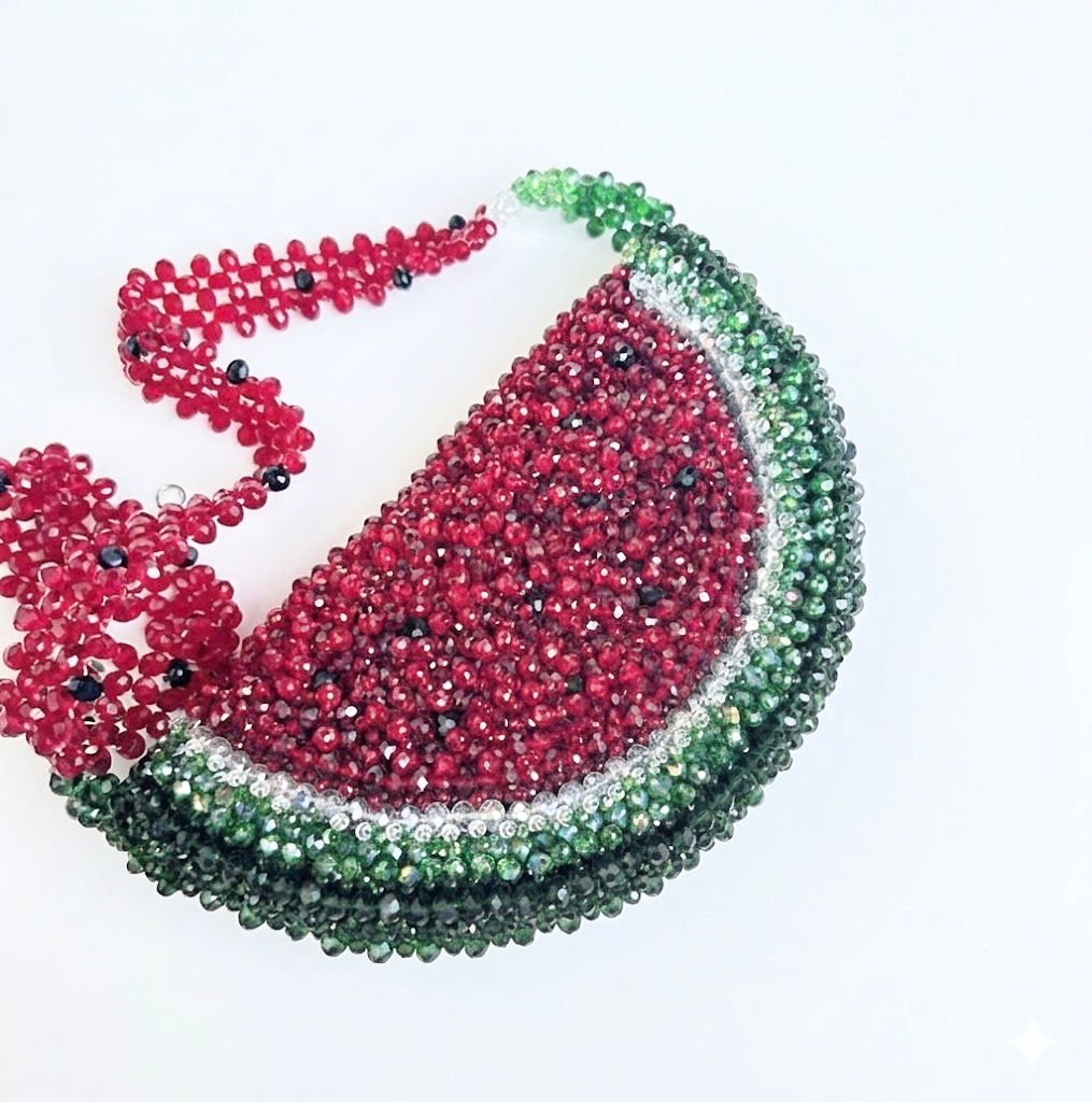 Watermelon Slice Beaded Bag