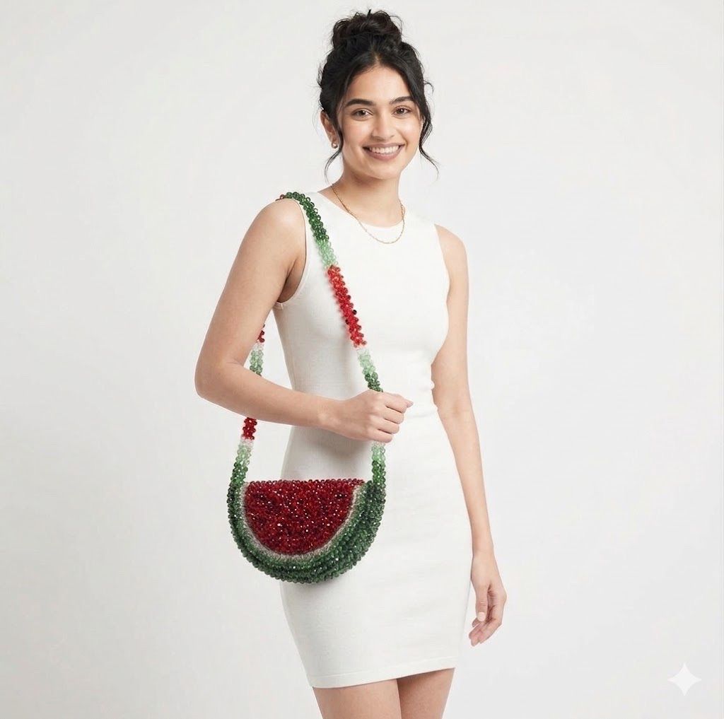 Watermelon Slice Beaded Bag