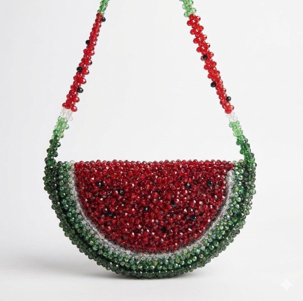 Watermelon Slice Beaded Bag